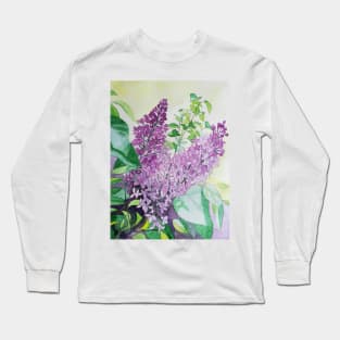 Watercolour lilacs painting Long Sleeve T-Shirt